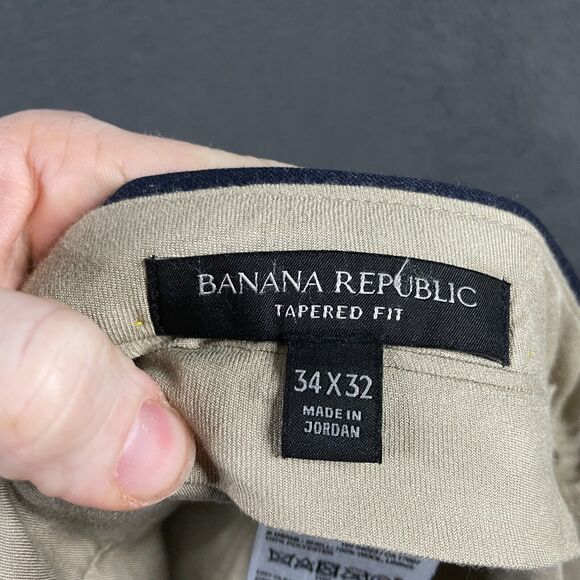 Banana Republic Pants Mens 34x32 (Fits 36x30) Blue Tapered Fit VBC Wool Flannel - Picture 3 of 13